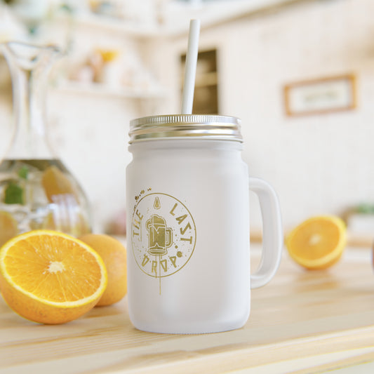 Arcane Themed Frosted Mason Jar with Straw - 'The Last Drop'