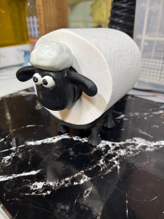 3d-Printed Shaun the sheep Toilet Roll Holder.